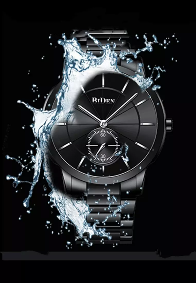 jam tangan pria fashion simple bisnis chronograph stainless steel band jam tangan cowok