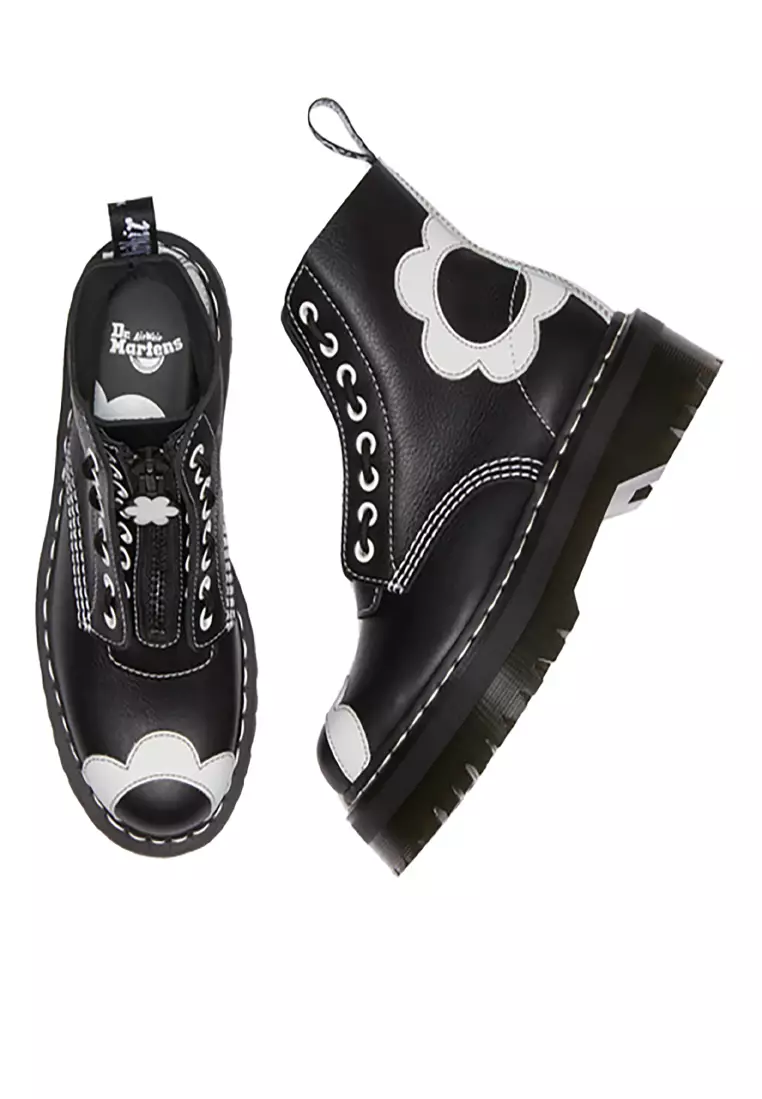 Sinclair Black & White Pisa Leather Platform Ankle Boots - Women