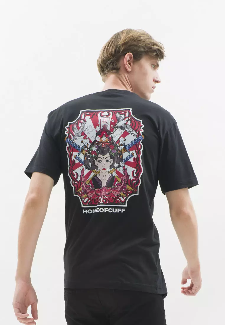 Kaos hitam t shirt polos houseofcuff motif Samurai READY HINGGA 4XL