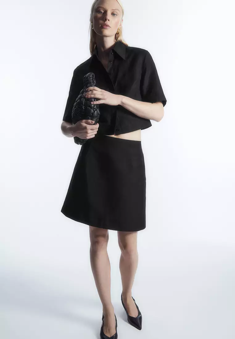 COS Boiled-Wool Mini Skirt in BLACK