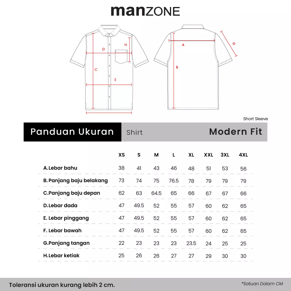 MANZONE - Kemeja Shanghai Lengan Pendek Pria Jaffar Modern Fit - White Warna White