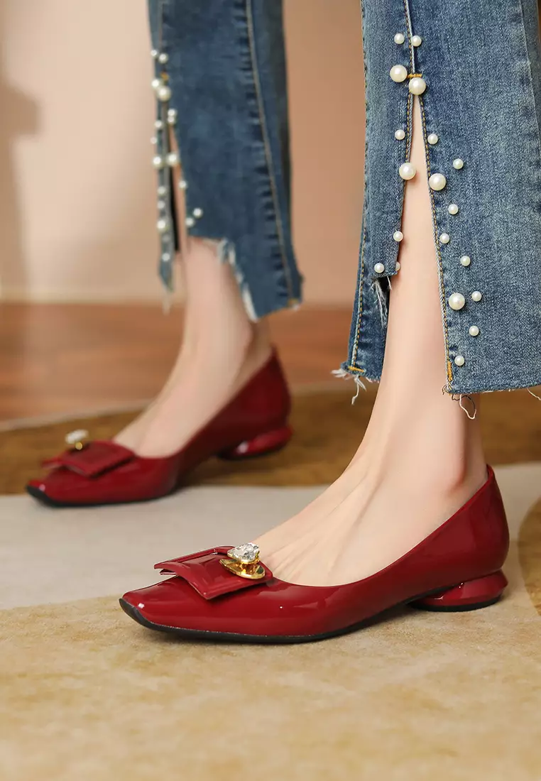 Square Rhinestone Flat Shoes XJ7318-20