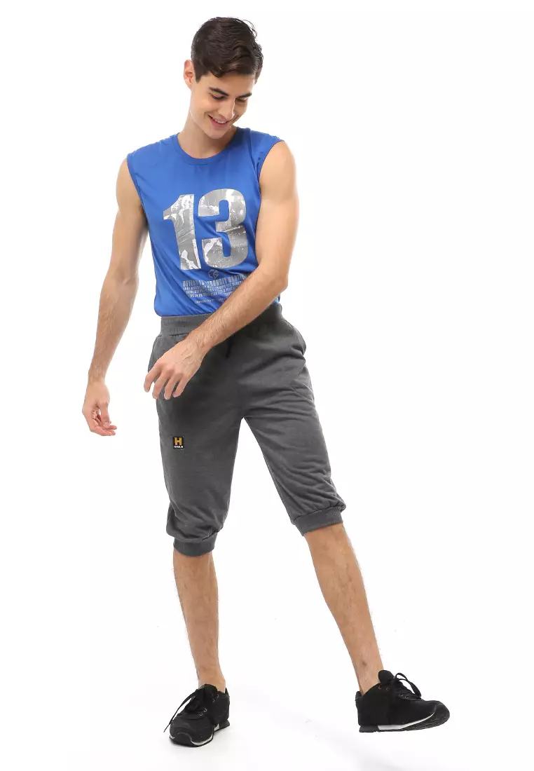 Rishham Short Pants Celana Jogger Pendek Pria Trackpants Material Baby Terry ORIGINAL - Dark Gray