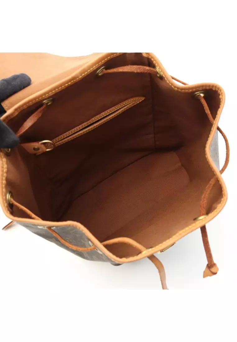 Pre-Loved Louis Vuitton Montsouris MM monogram Backpack rucksack PVC leather Brown