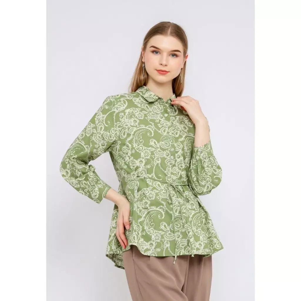 Urban Exchange Jeqlin Green Shirt - Atasan Kemeja Wanita