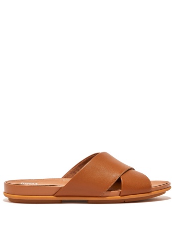 Fitflop FitFlop GRACIE Women's Leather Cross Slides - Light Tan (FD8-592) |  ZALORA Malaysia