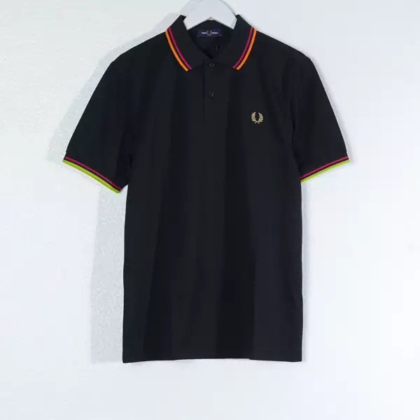 Polo FRED PERRY TWIN TIPPED MULTI BLACK TENNIS POLO 100% ORIGINAL