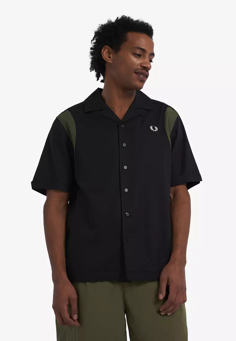 black fred perry short sleeve shirt