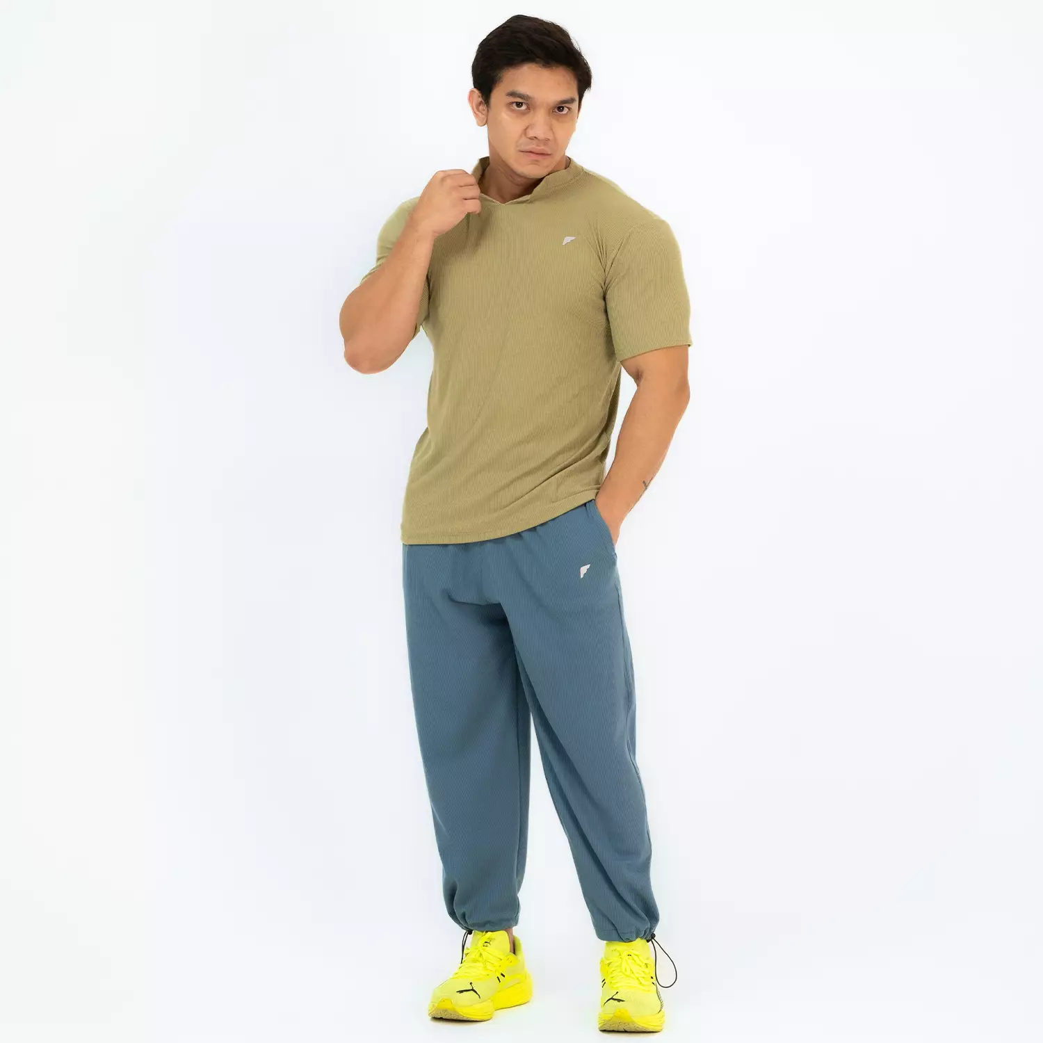 Cotton Rib V Neck Shirts Sage