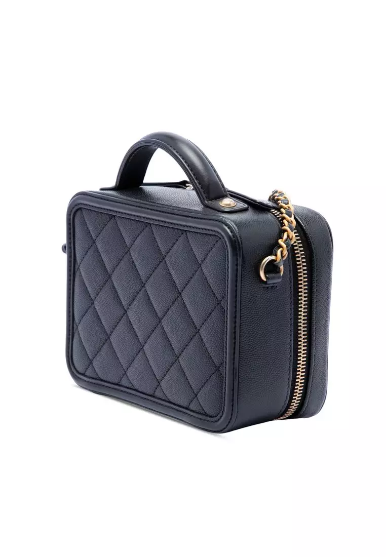 Pre-Loved Chanel Small Caviar Cc Filigree Vanity Case