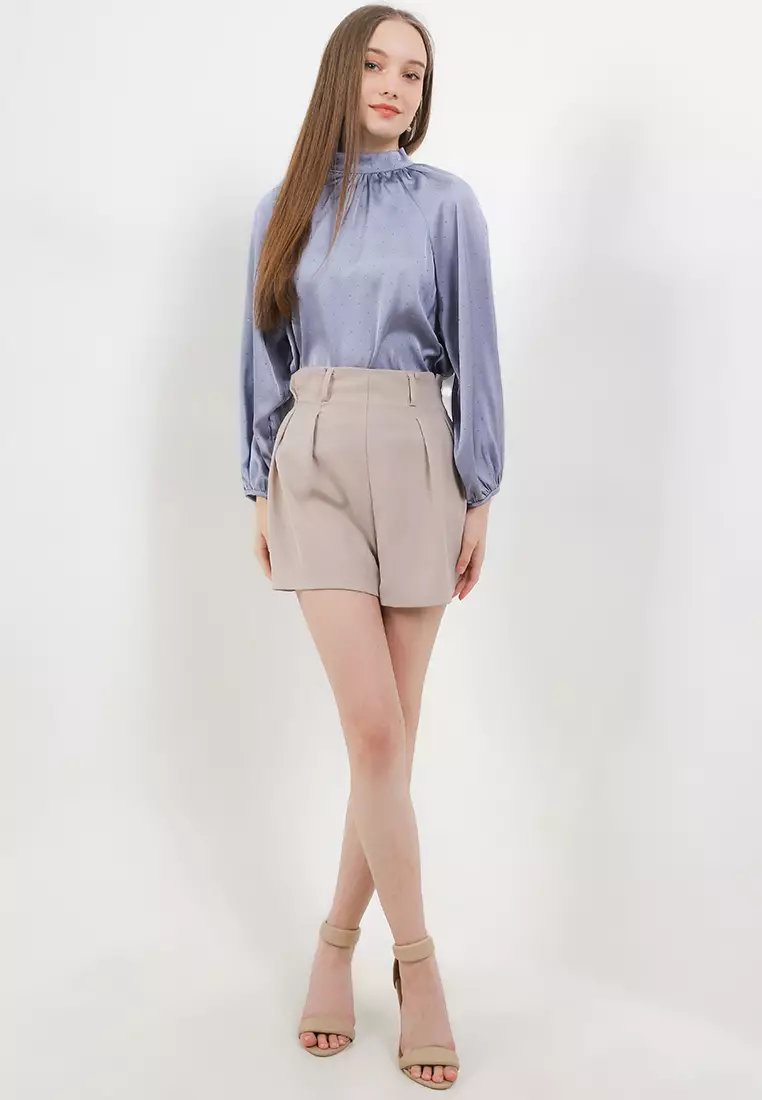 Rhinestone Silk Tie Back Blouse