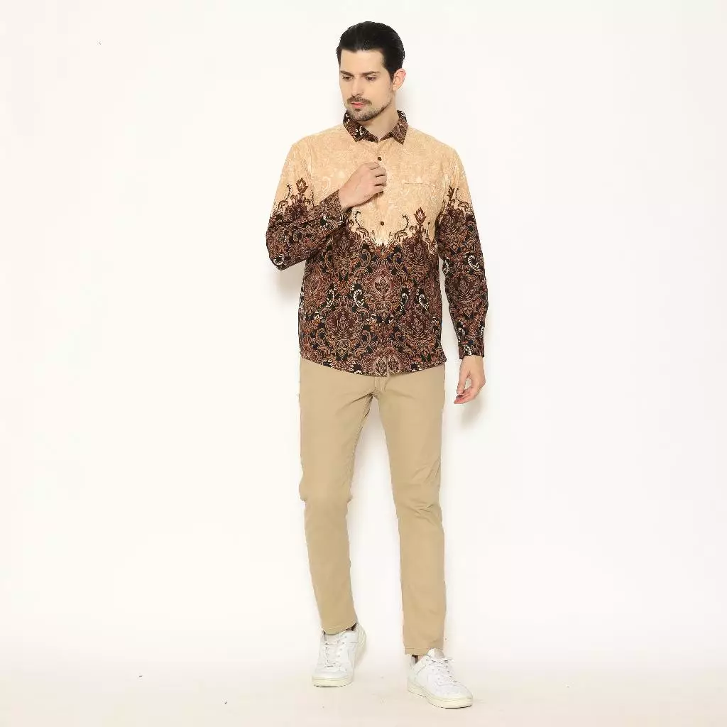 AMK Kemeja Batik Pria Lengan Panjang SHB Aru L/S Cream