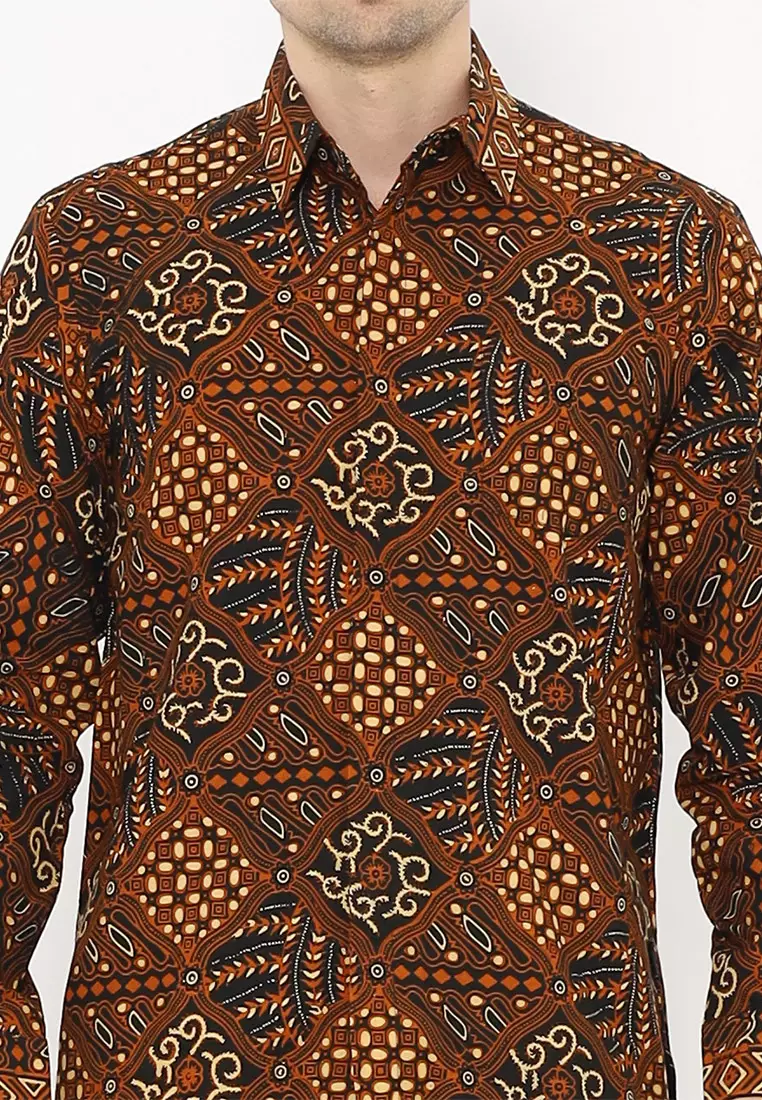 Hadinata Batik Pria Kemeja Panjang Cap Semi Tulis Handaru