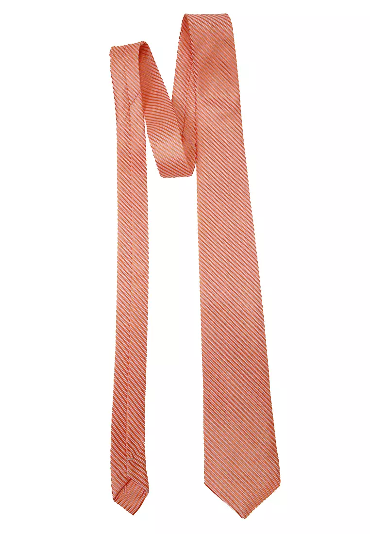 Ocean Dasi Pria Garis Long Line Tie Man Neckwear Aksesoris Fashion Material Polyester ORIGINAL - Orange