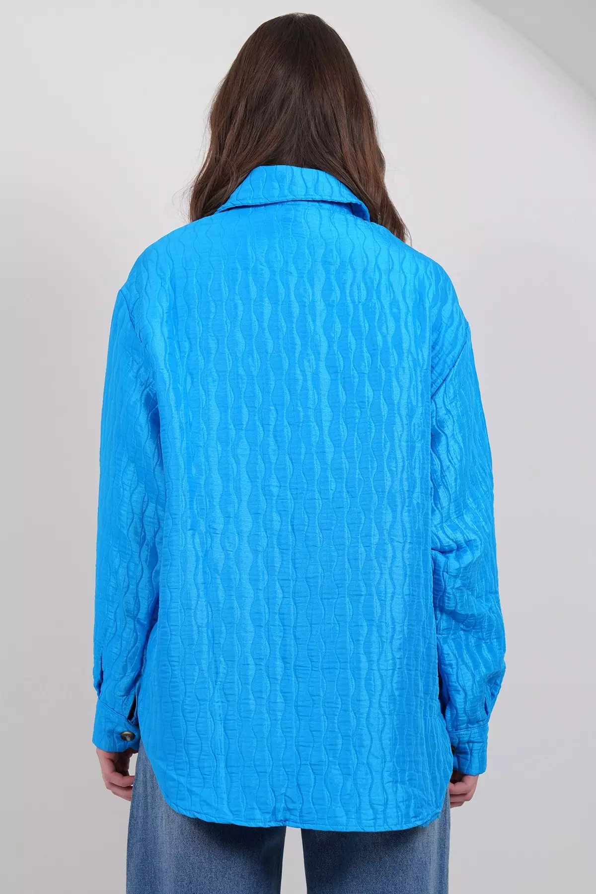Women'S Cobalt Pocket Detailed Quilted Shirt Jacket Alc-X14986