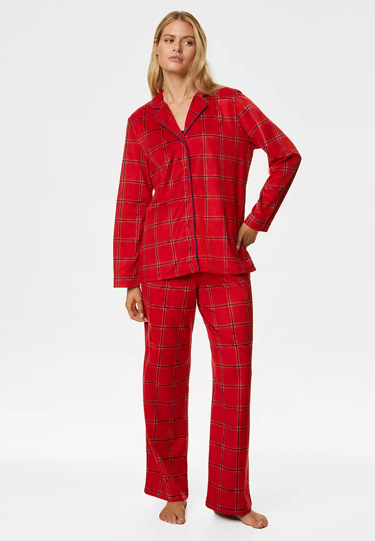 Fleece checked pyjama online set