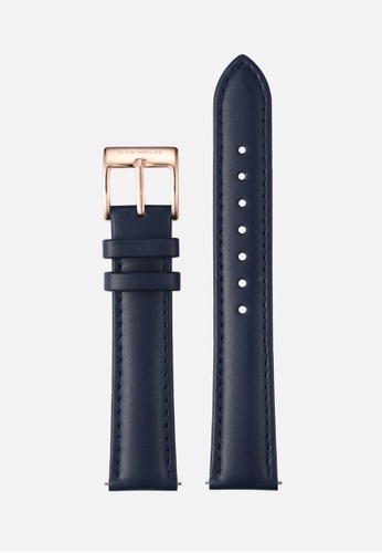 PLAIN SUPPLIES navy 18mm Stitched Leather Strap - Navy (Rose Gold Buckle) 71C40ACBAF6F82GS_1
