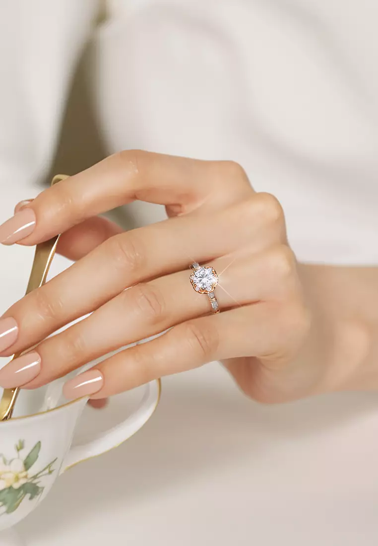 Cincin Wanita Korea Fashion Perhiasan Tunangan Dilapisi Platinum Anti Pudar Cincin Cewek