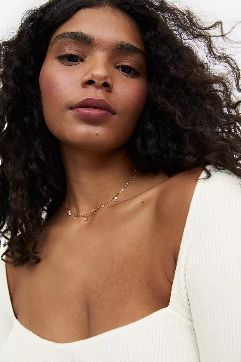 Bustier-look rib-knit top