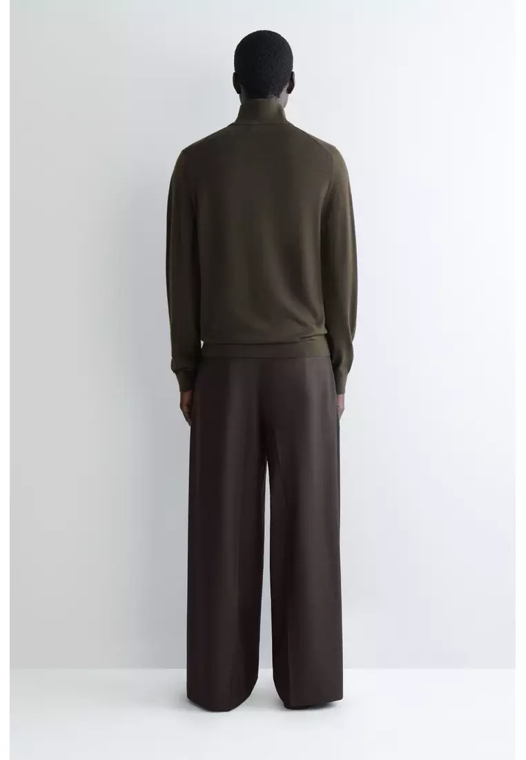 MERINO WOOL BUTTON-COLLAR JUMPER