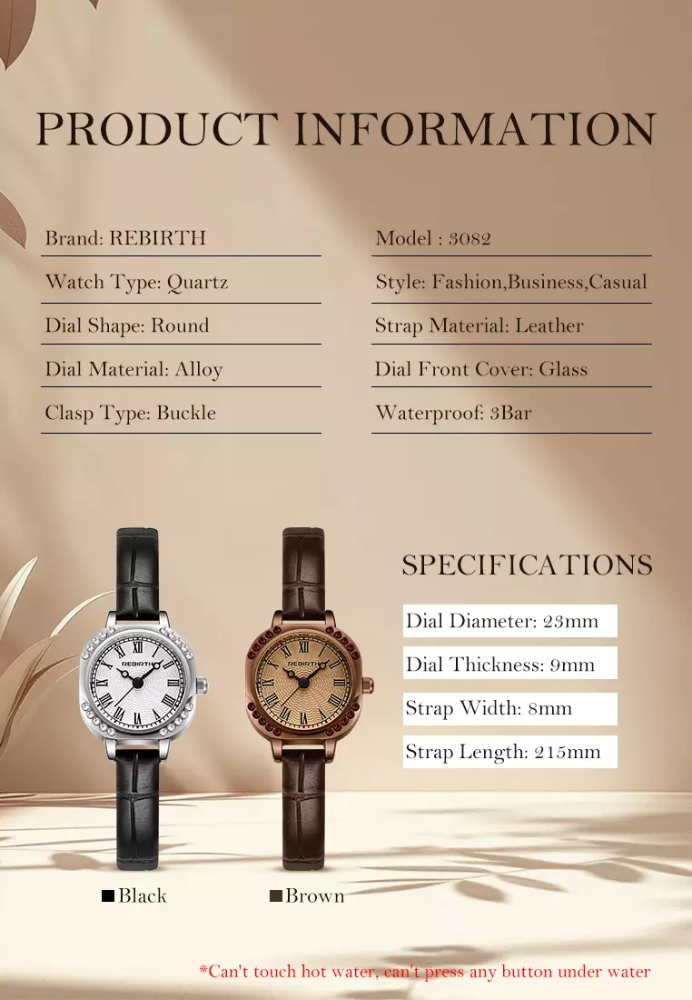 Jam Tangan Wanita Anti Air Original Korea Elegan Antik Style Jam Tangn Cewek Kecil Tali Kulit brown