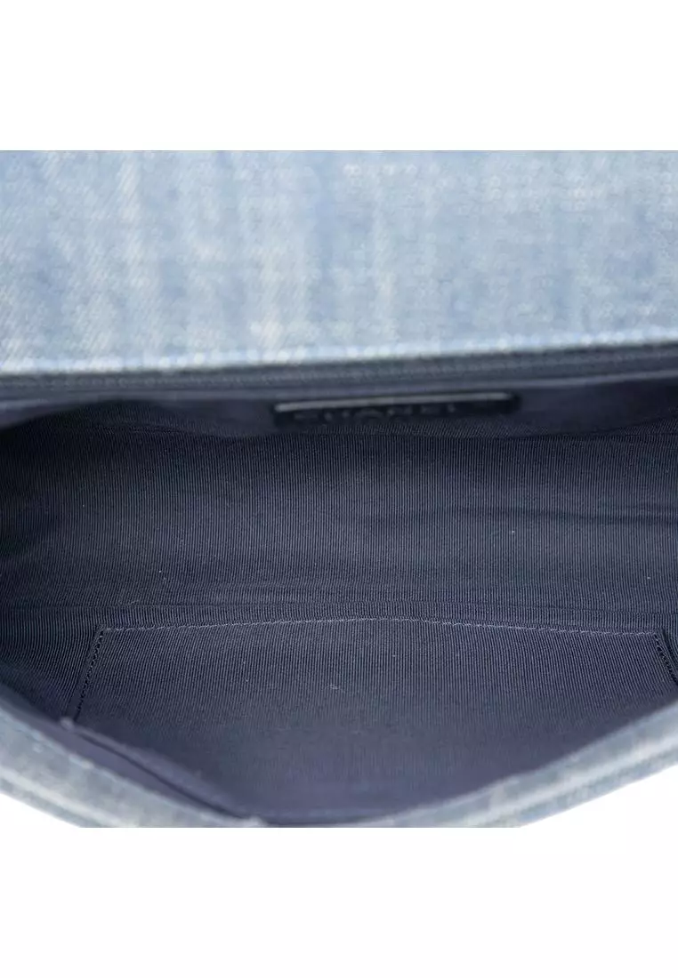 Pre-Loved Chanel Old Medium Chevron Denim Boy Flap