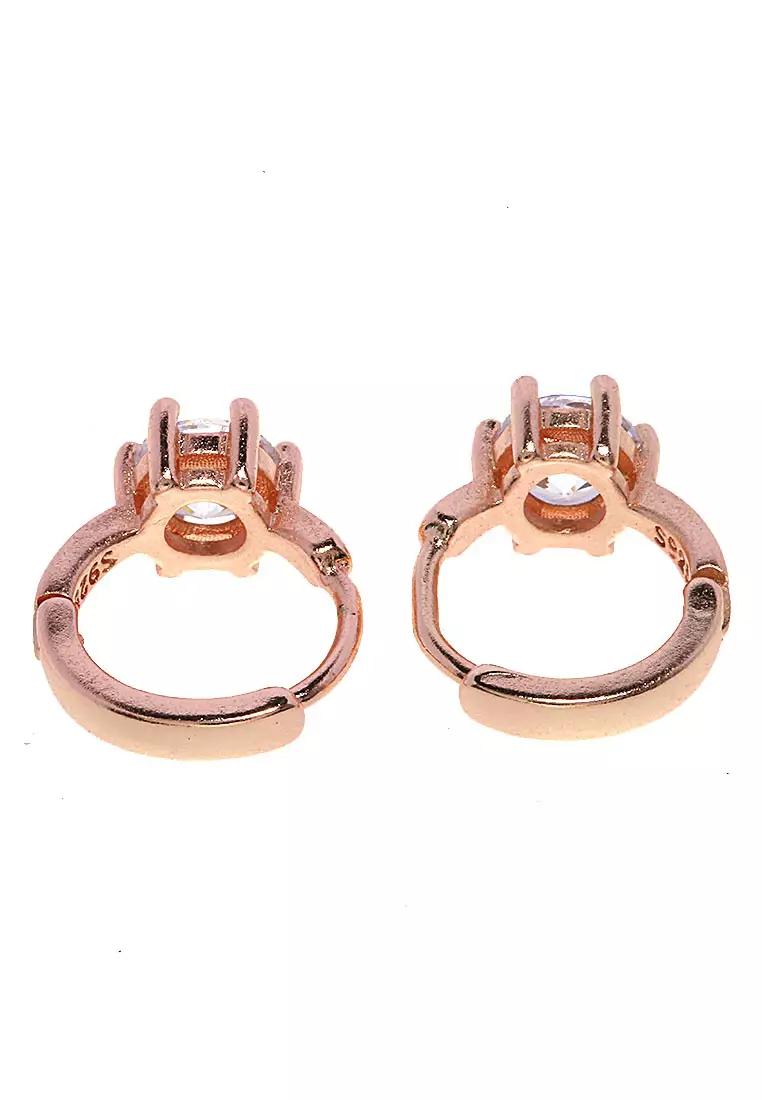 Anting Emas Berlian Perhiasan Wanita Hoop Fastening Design Elegant - Rosegold