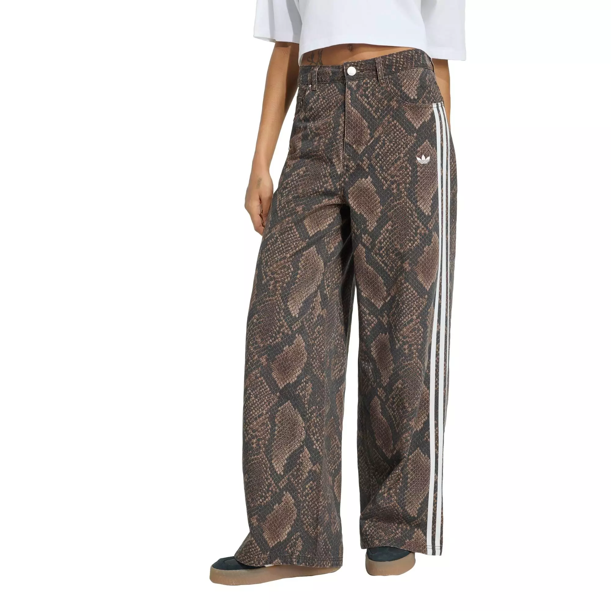 Lifestyle SNAKE PRINT DENIM LOOSE PANTS Women Brown KY0631