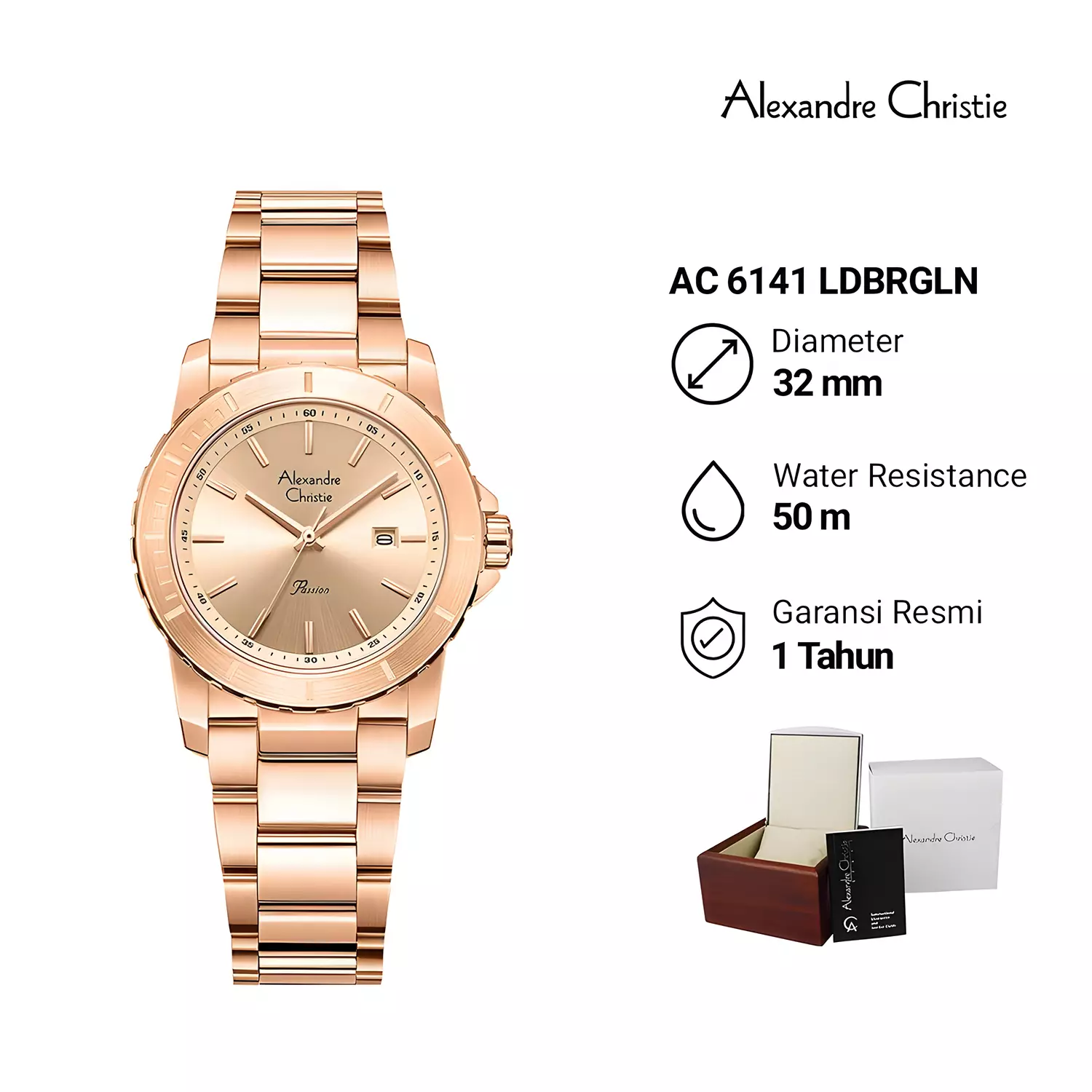 Jam Tangan Analog Wanita - Passion Series - Rose Gold Stainless Steel - 6141 LDBRGLN