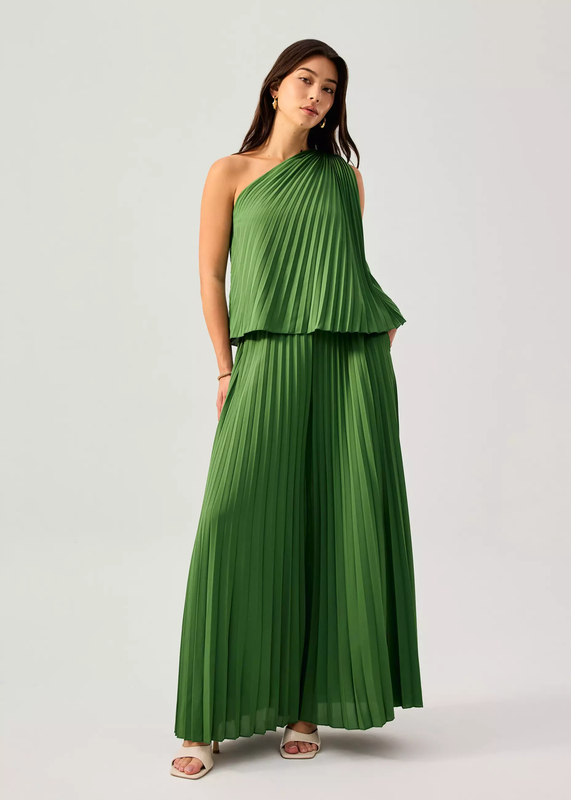 Celana Panjang Wanita - PETITE Leggy™ Wei Elastic Sunray Pleated Palazzo Pants