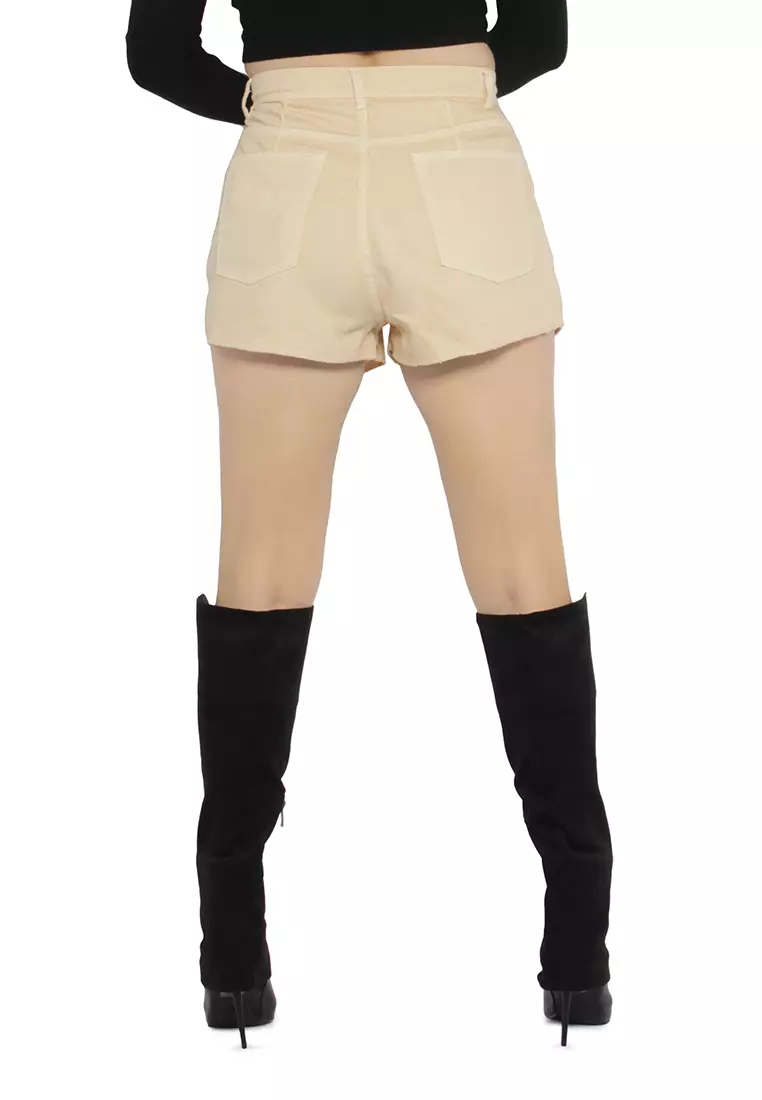 Celana Pendek Denim Mid Rise Latte