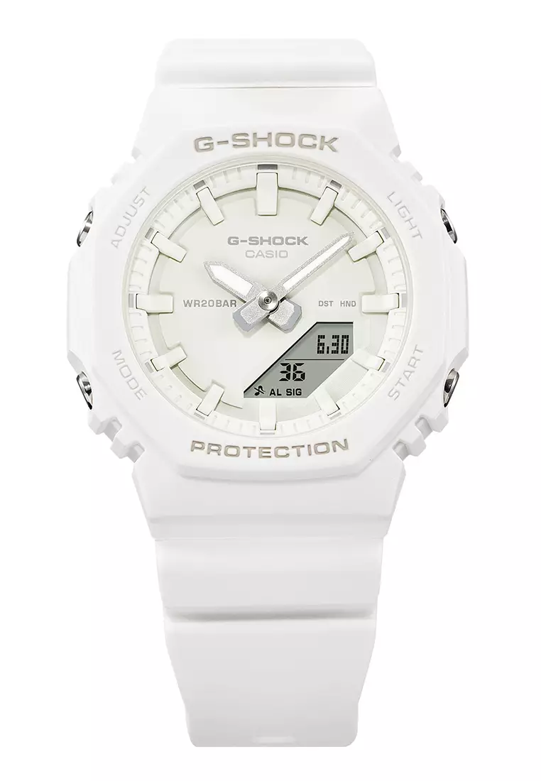 Jam Tangan Analog Digital Wanita Casio G-Shock - White Resin Strap - GMA-P2100-7A