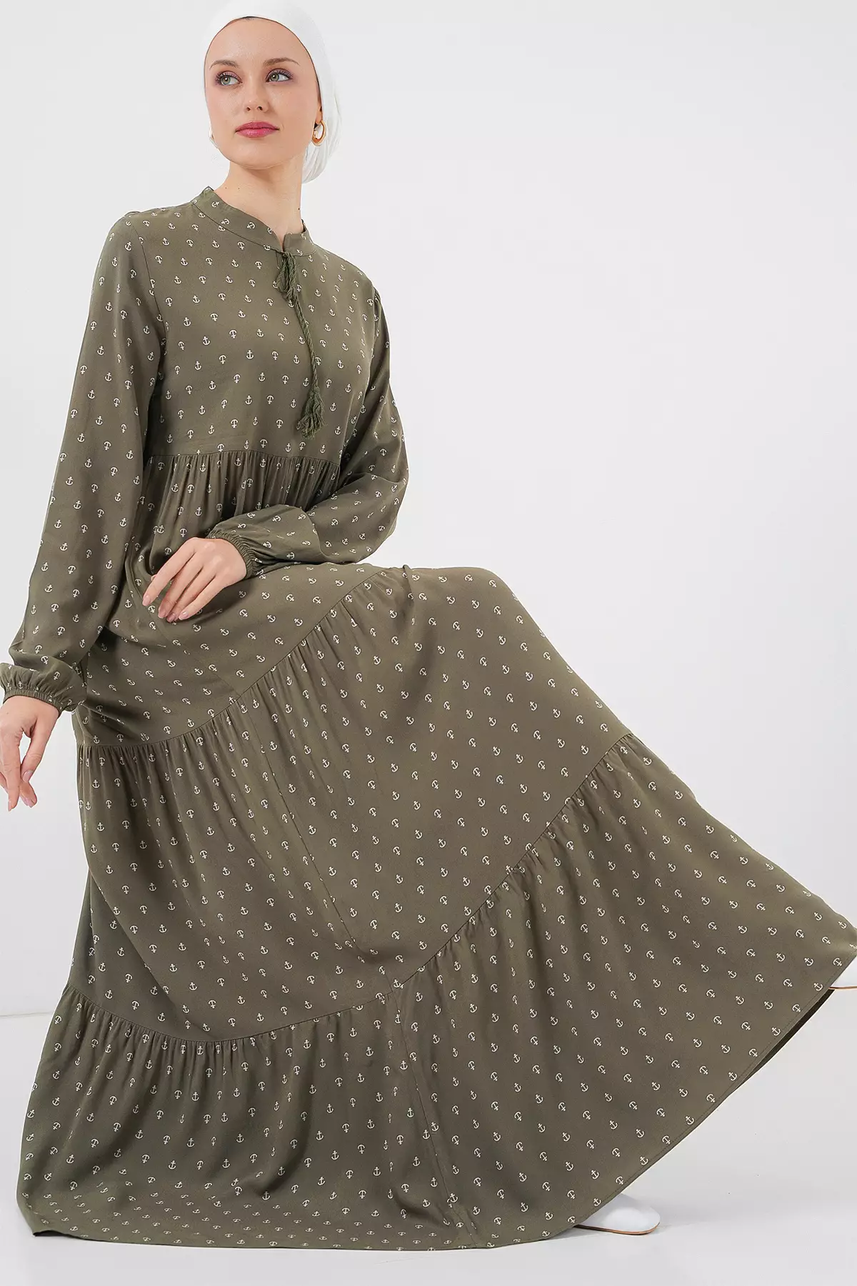 Modest Collar Maxi Dress
