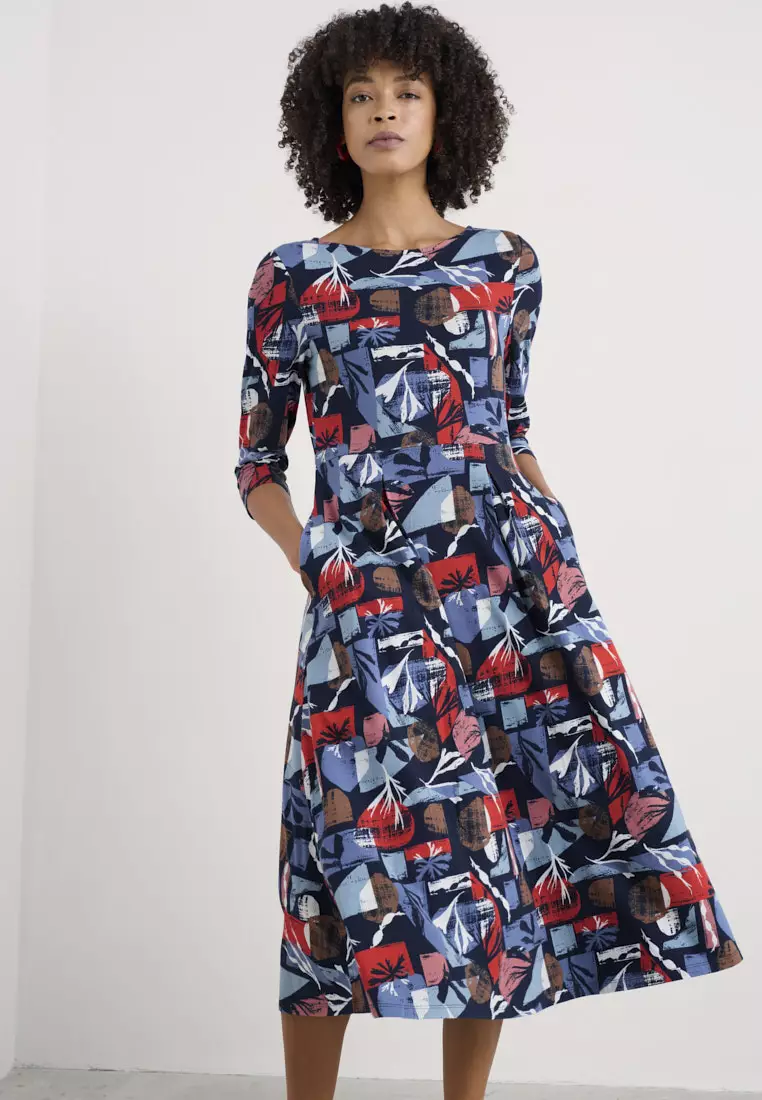 seasalt fit and flare dress Seasalt Cornwall Dress Seasalt Women's Sleeveless Vila Sunflower Blue Fit & Flare  Dress