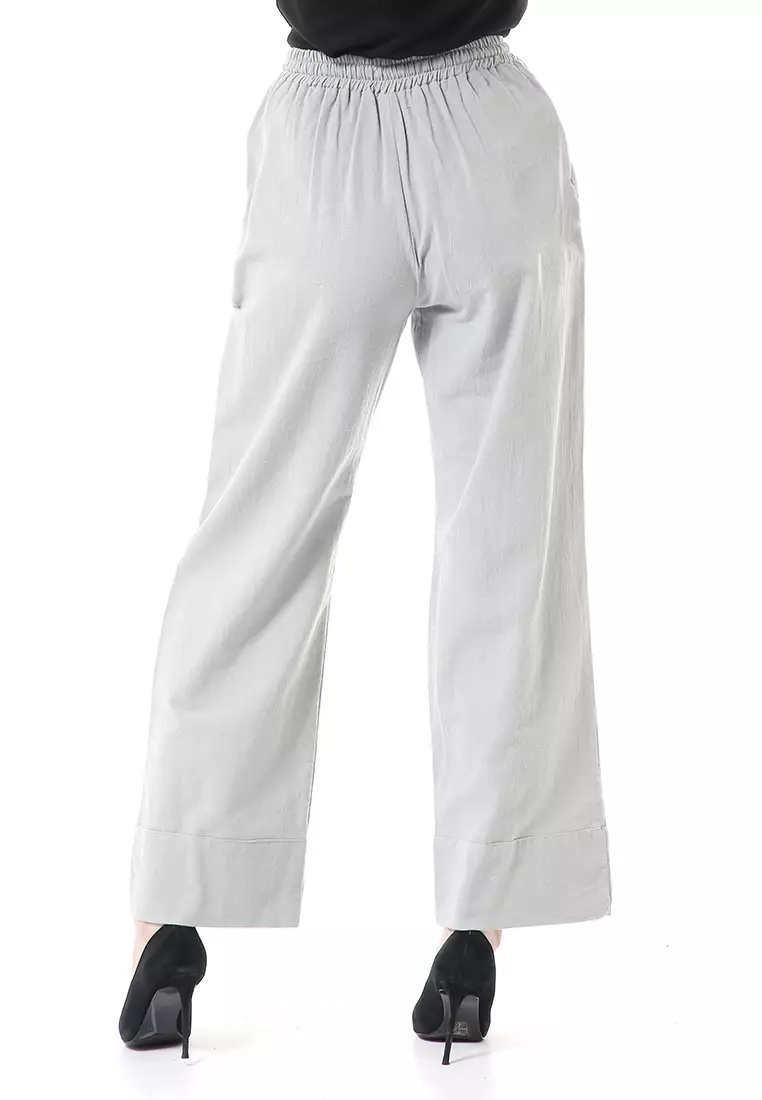 Farah Cullote Pants Design Simple Casual Relaxed Fit - Light Grey