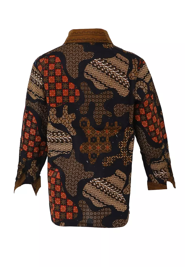 Lucas Kemeja Formal Batik Anak Laki-laki Lengan Panjang Motif Pulau Kids Traditional Shirt Material Cotton ORIGINAL - Brown