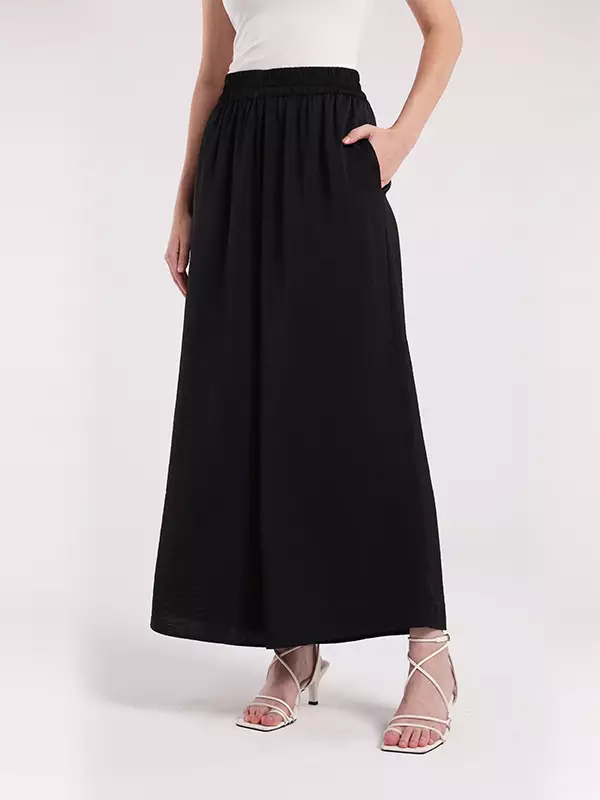MINIMAL - Namata - Kulot Lebar Satin - Black Warna Black