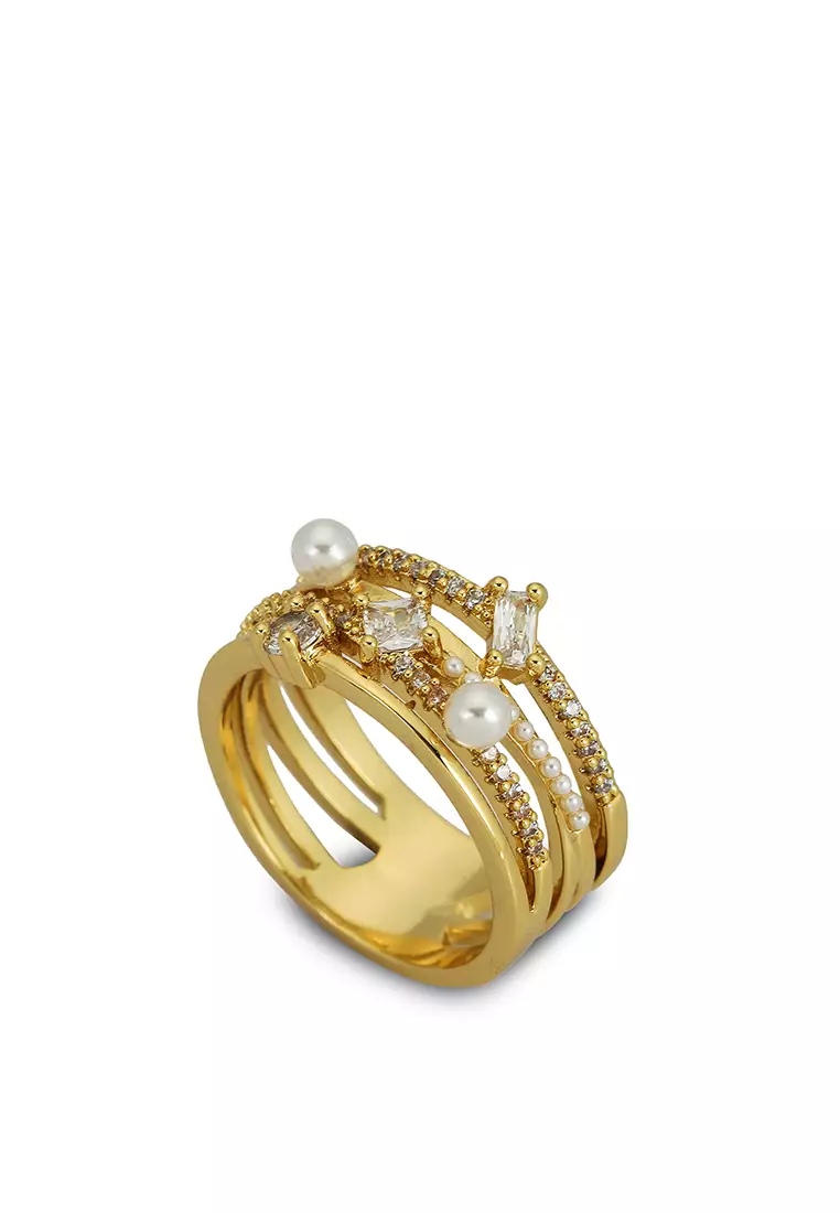 Gold and hot sale pearl ring