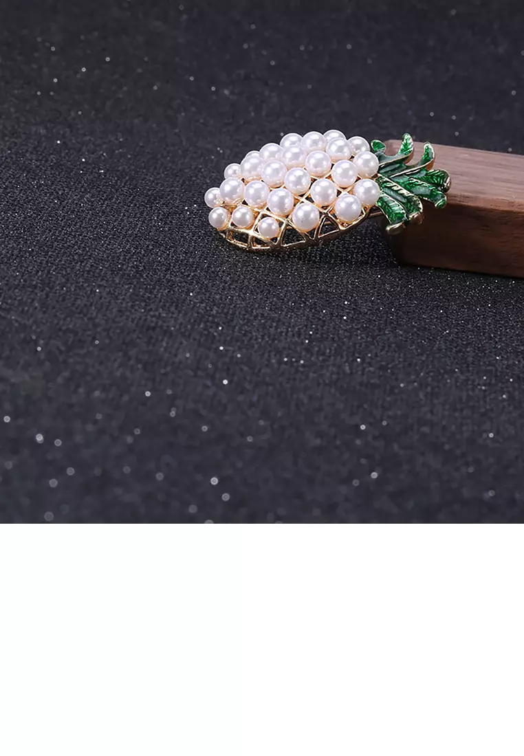 Buy Glamorousky Fashion and Simple Plated Gold Pineapple Brooch with