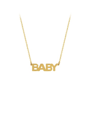 Glamorousky silver Simple Fashion Plated Gold 316L Stainless Steel Alphabet Baby Pendant with Necklace ECBDBAC7CB2F07GS_1