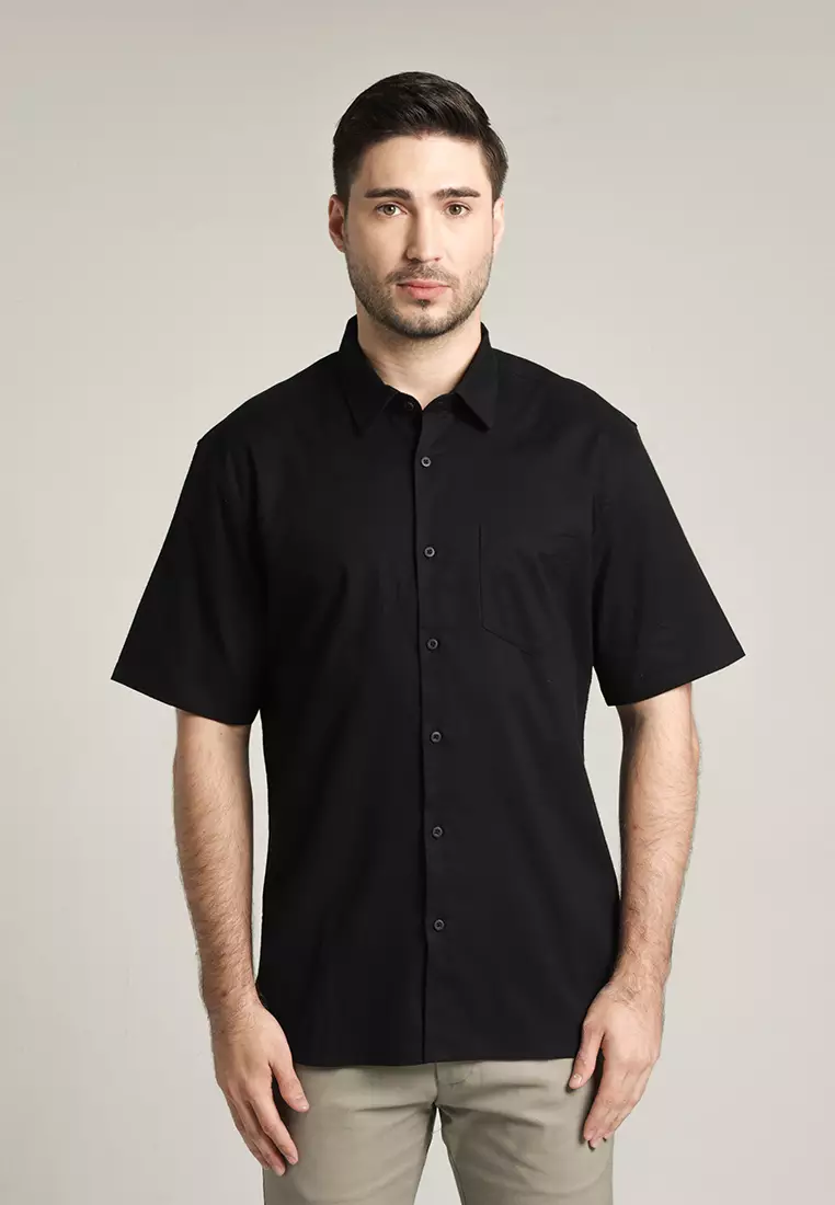 MOC Kemeja Lengan Pendek Pria Ehno - Black