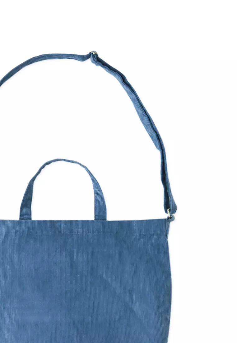 Corduroy Tote Bag With Sling Strap