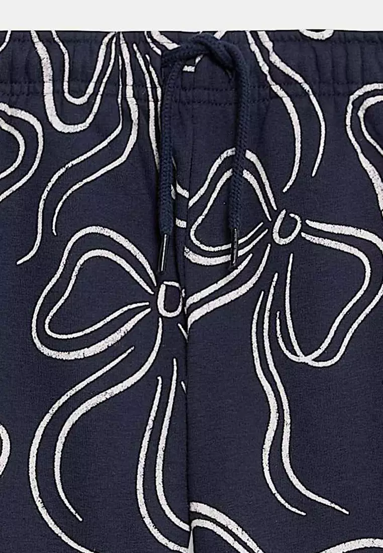 Cotton Rich Bow Print Joggers