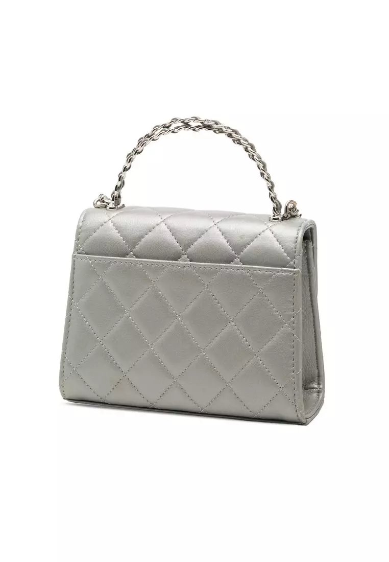 Pre-Loved Chanel Mini Cc Metallic Lambskin Top Handle Clutch With Chain
