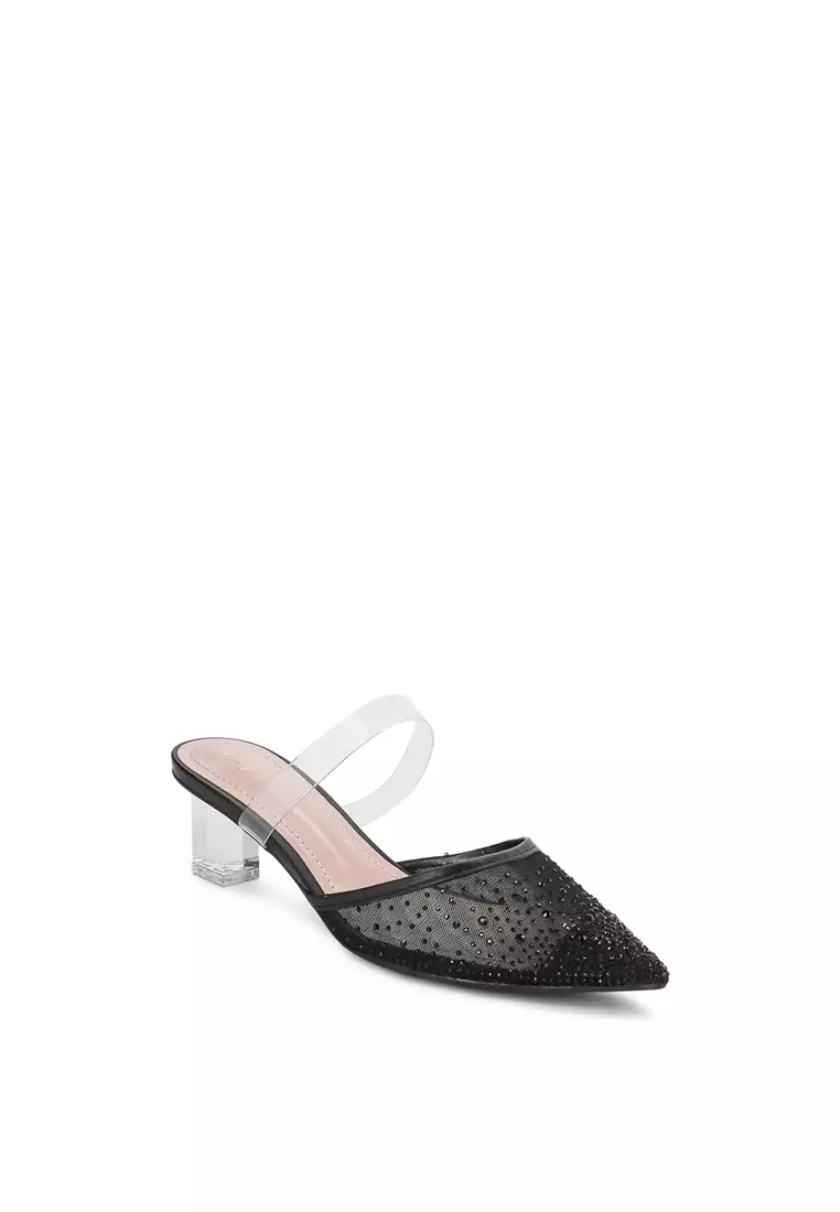 KARYN J2387-1 HEEL MULES BLACK