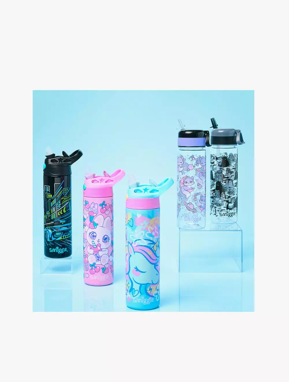 Smiggle Bright Eyes Spritz Insulated Stainless Steel Drink Bottle 500Ml - IGL457589GRY