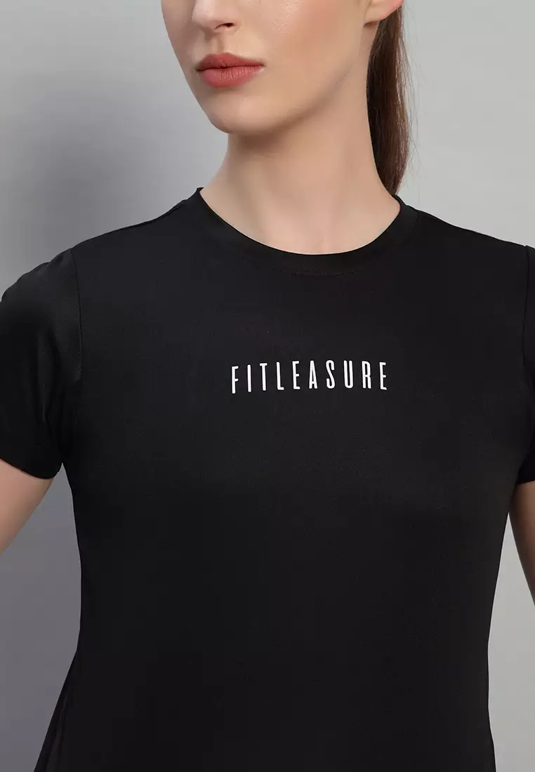 Women's Active Fit Polyester Black T-Shirt