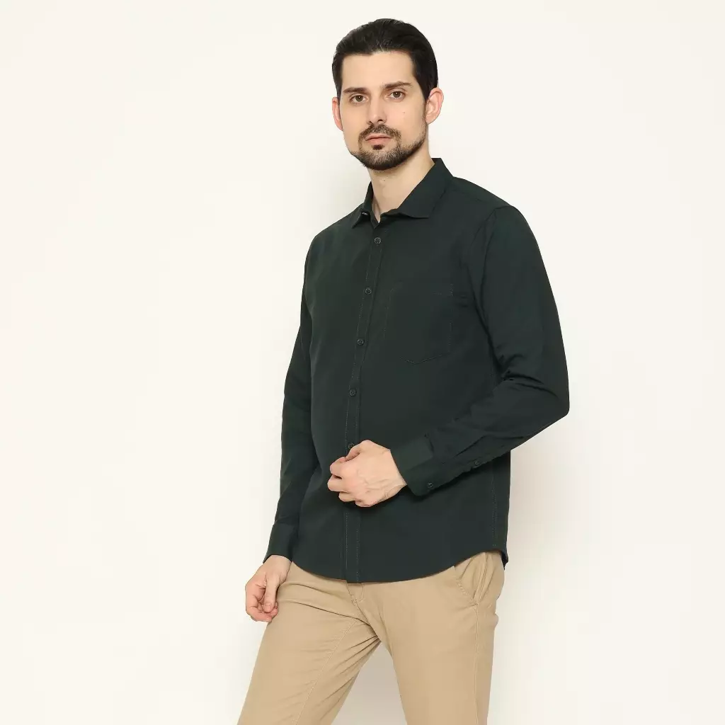 AMK Kemeja Pria Lengan Panjang SHS River L/S Green
