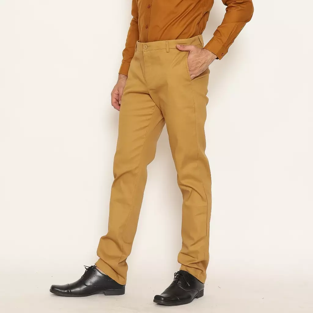Schoeller Celana Chino Pria Slim Fit Panjang – MELVIL Khaki Polos Premium