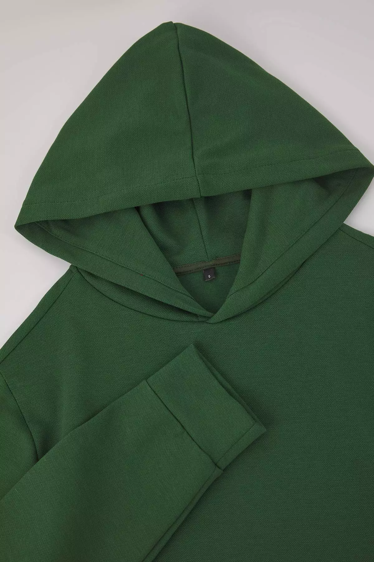 Green Top Oversize Bottom Straight Hooded Textured Tracksuit